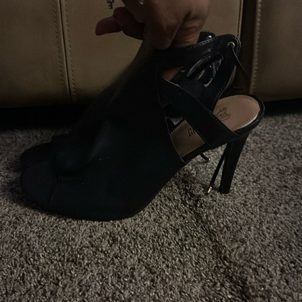 Black women heel shoes with heel strings up size 12